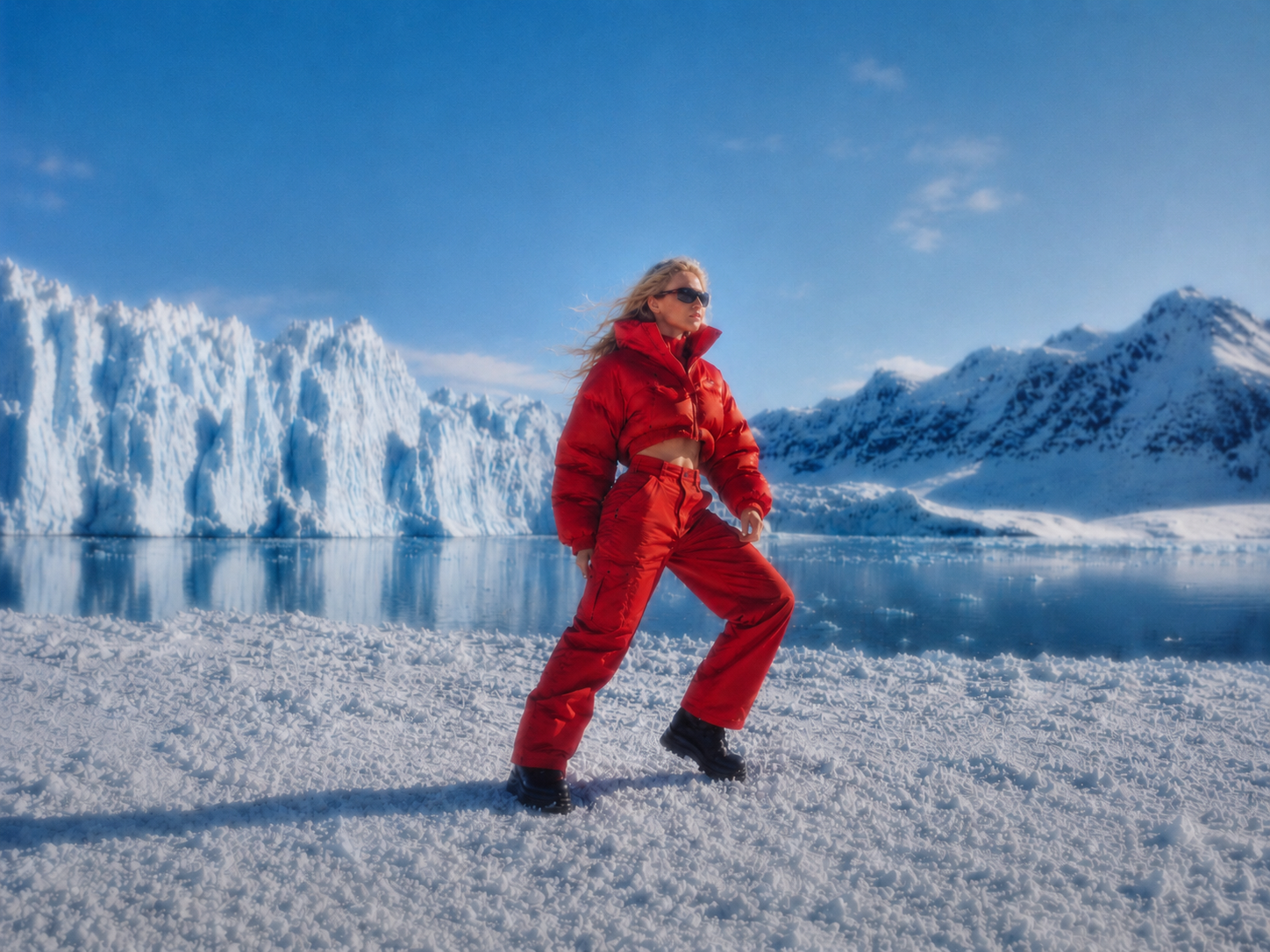 Manuports AI product ad, VEYRA glacier campaign